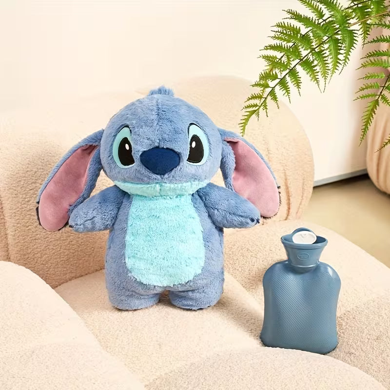 Peluche Stitch/Angel Con Bolsa De Agua Caliente Para Cólicos